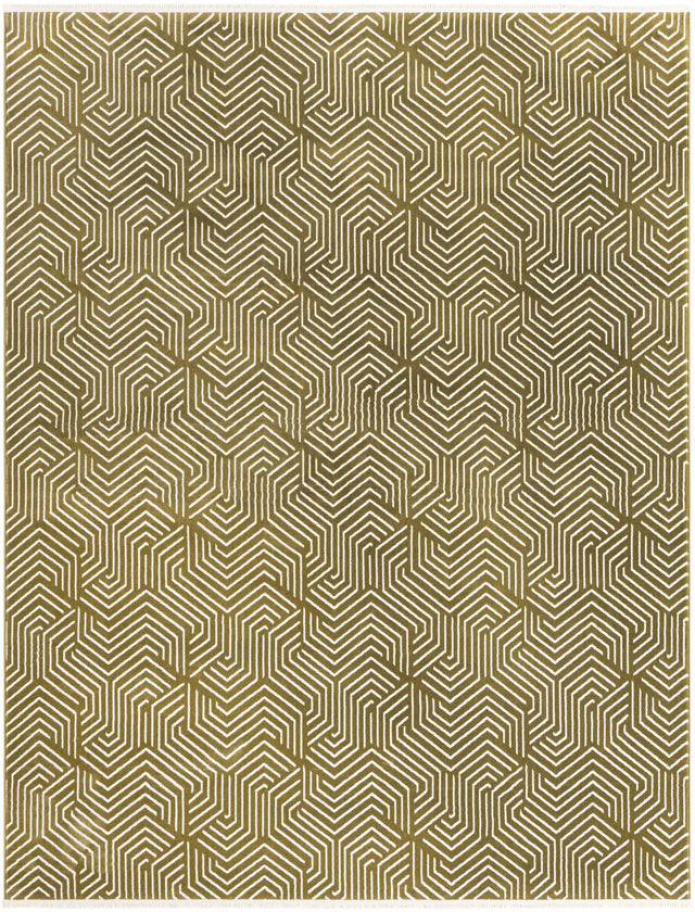 Olive Green 7' 10 x 10' Aakaar Rectangle Area Rug 85% Polypropylene & 15% Chenille Living Room Bedroom Carpet for Sale at Rug Engine
