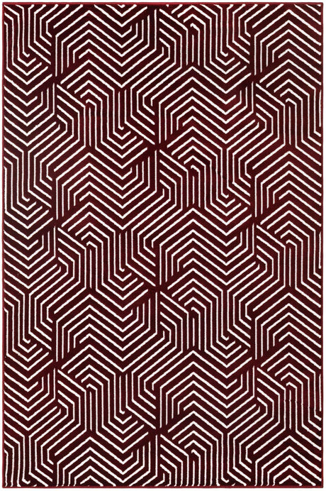 Burgundy Red 4' 1 x 6' 1 Aakaar Rectangle Area Rug 85% Polypropylene & 15% Chenille Living Room Bedroom Carpet for Sale at Rug Engine