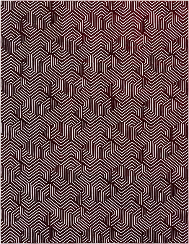Burgundy Red 7' 10 x 10' Aakaar Rectangle Area Rug 85% Polypropylene & 15% Chenille Living Room Bedroom Carpet for Sale at Rug Engine