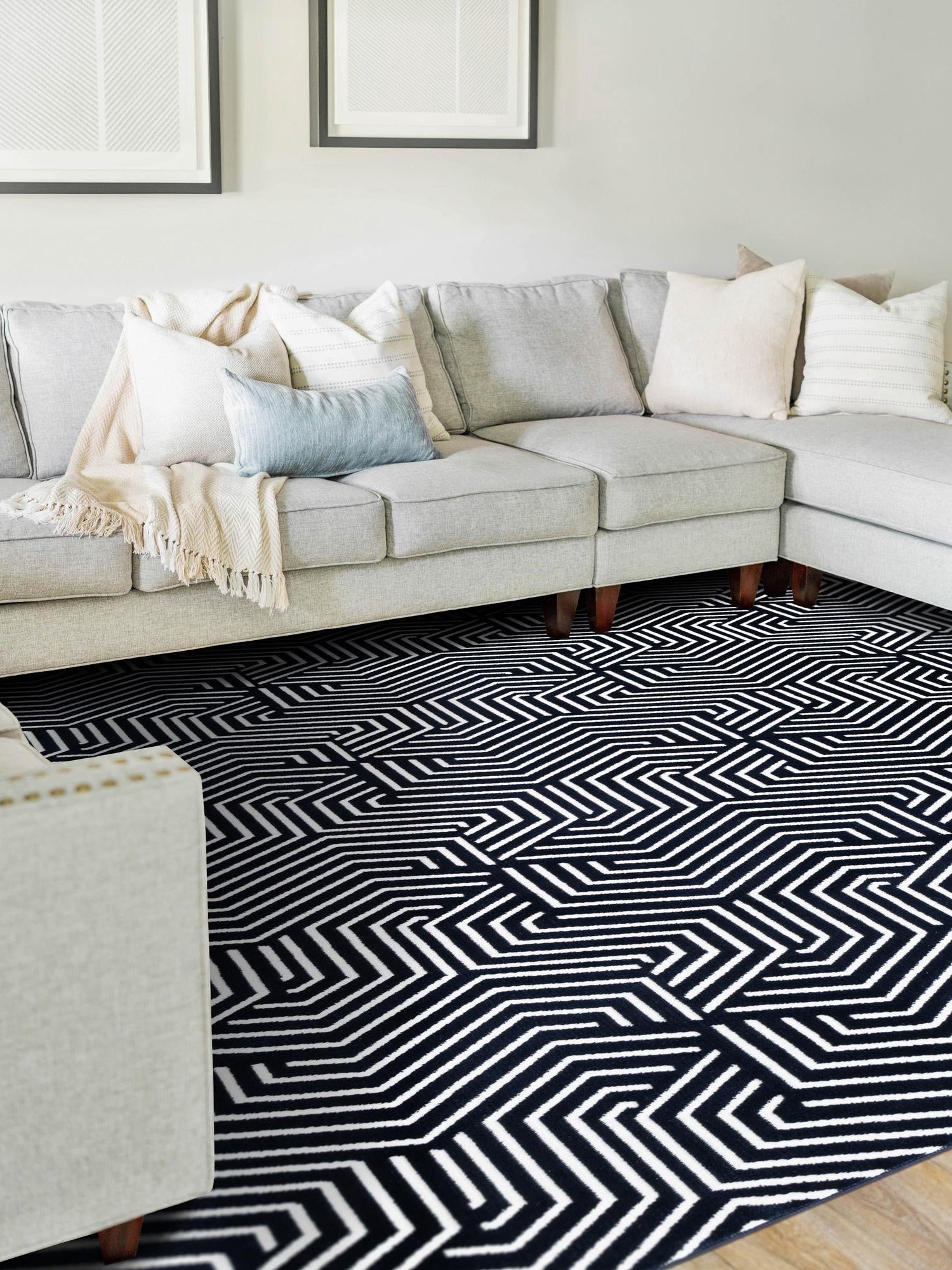 Midnight Blue 4' 1 x 6' 1 Aakaar Rectangle Area Rug 85% Polypropylene & 15% Chenille Living Room Bedroom Carpet for Sale at Rug Engine