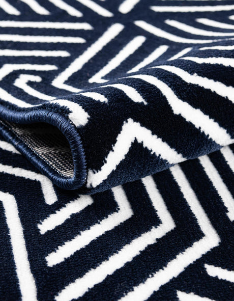 Midnight Blue 5' 3 x 8' Aakaar Rectangle Area Rug 85% Polypropylene & 15% Chenille Living Room Bedroom Carpet for Sale at Rug Engine