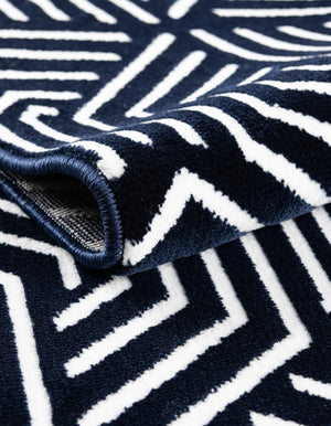 Midnight Blue 2' x 6' 1 Aakaar Runner Area Rug 85% Polypropylene & 15% Chenille Living Room Bedroom Carpet for Sale at Rug Engine