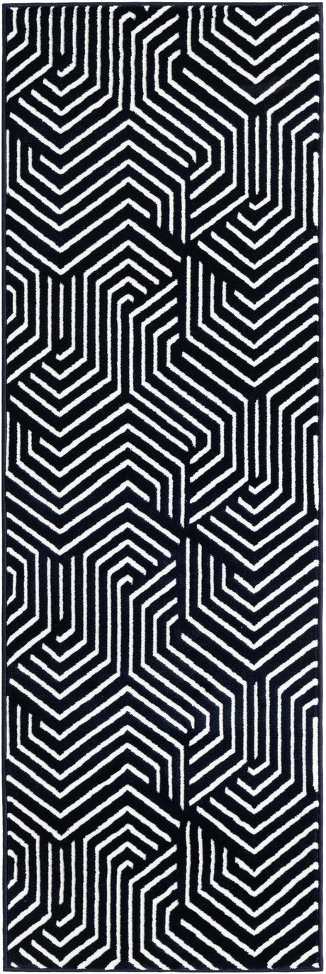 Midnight Blue 2' x 6' 1 Aakaar Runner Area Rug 85% Polypropylene & 15% Chenille Living Room Bedroom Carpet for Sale at Rug Engine