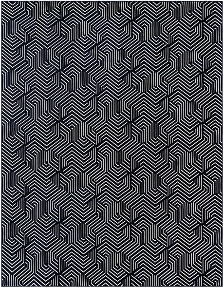 Midnight Blue 7' 10 x 10' Aakaar Rectangle Area Rug 85% Polypropylene & 15% Chenille Living Room Bedroom Carpet for Sale at Rug Engine