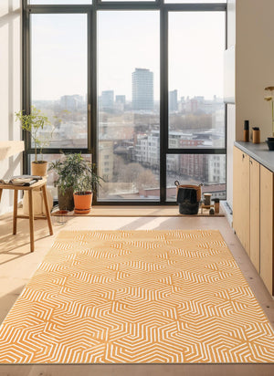 Yellow 4' 1 x 6' 1 Aakaar Rectangle Area Rug 85% Polypropylene & 15% Chenille Living Room Bedroom Carpet for Sale at Rug Engine