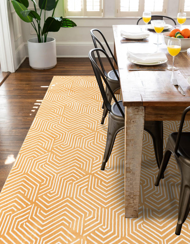 Yellow 5' 3 x 8' Aakaar Rectangle Area Rug 85% Polypropylene & 15% Chenille Living Room Bedroom Carpet for Sale at Rug Engine