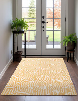 Yellow 4' 1 x 6' 1 Aakaar Rectangle Area Rug 85% Polypropylene & 15% Chenille Living Room Bedroom Carpet for Sale at Rug Engine