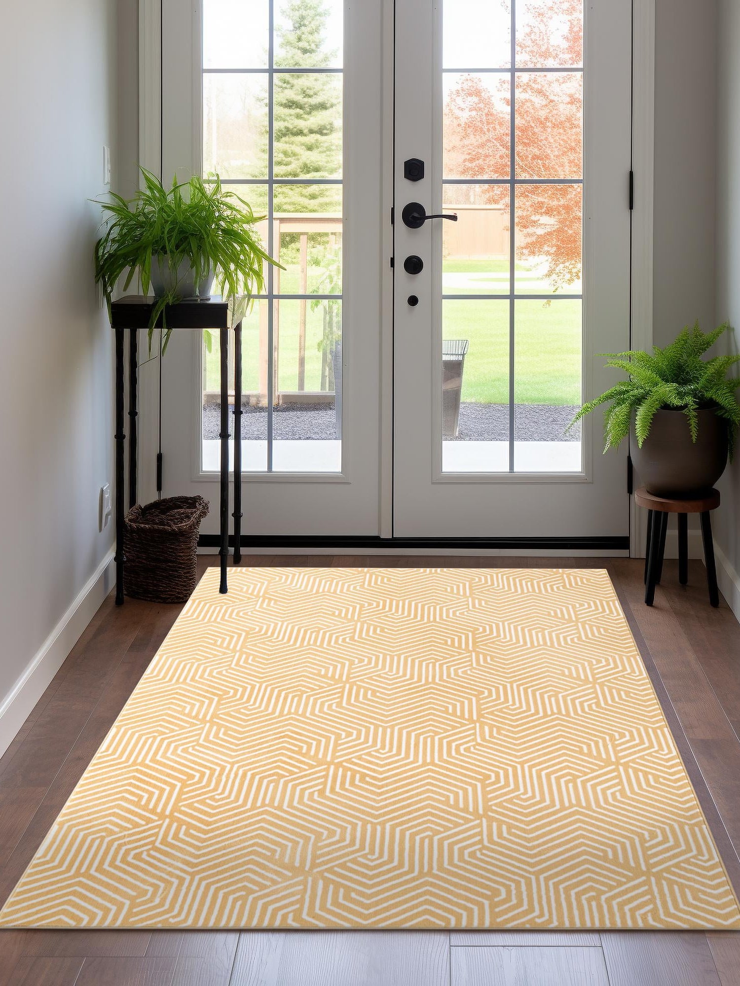 Yellow 5' 3 x 8' Aakaar Rectangle Area Rug 85% Polypropylene & 15% Chenille Living Room Bedroom Carpet for Sale at Rug Engine