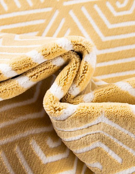 Yellow 2' x 6' 1 Aakaar Runner Area Rug 85% Polypropylene & 15% Chenille Living Room Bedroom Carpet for Sale at Rug Engine