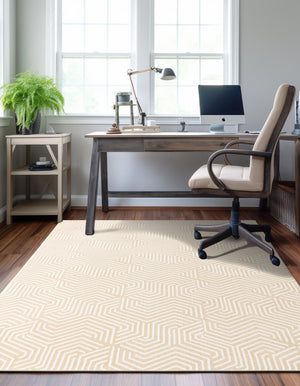 Ivory White 4' 1 x 6' 1 Aakaar Rectangle Area Rug 85% Polypropylene & 15% Chenille Living Room Bedroom Carpet for Sale at Rug Engine