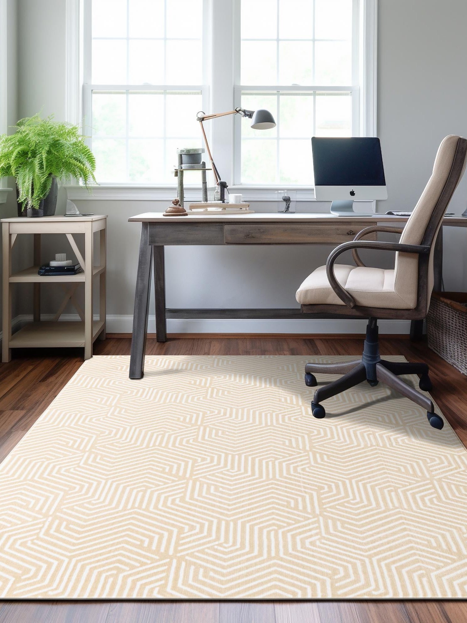 Ivory White 5' 3 x 8' Aakaar Rectangle Area Rug 85% Polypropylene & 15% Chenille Living Room Bedroom Carpet for Sale at Rug Engine