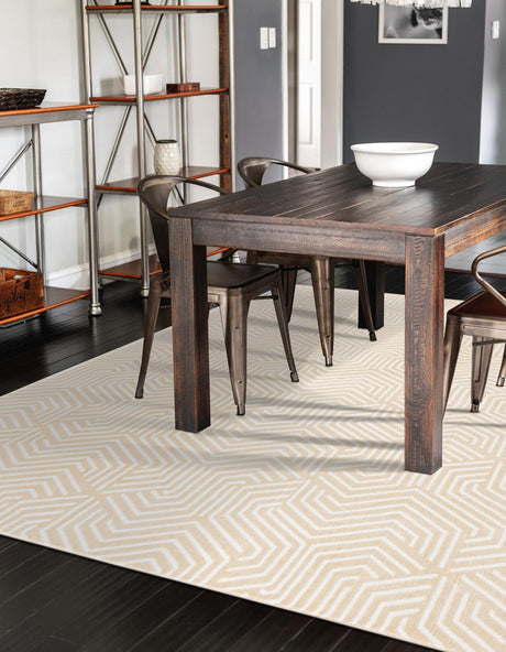 Ivory White 4' 1 x 6' 1 Aakaar Rectangle Area Rug 85% Polypropylene & 15% Chenille Living Room Bedroom Carpet for Sale at Rug Engine