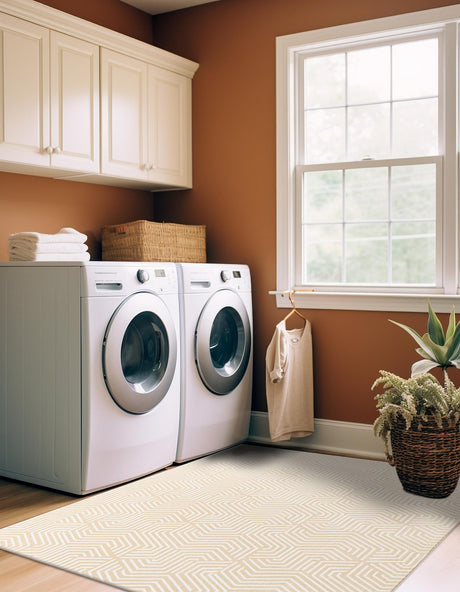 Ivory White 5' 3 x 8' Aakaar Rectangle Area Rug 85% Polypropylene & 15% Chenille Living Room Bedroom Carpet for Sale at Rug Engine
