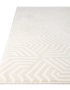 Ivory White 5' 3 x 8' Aakaar Rectangle Area Rug 85% Polypropylene & 15% Chenille Living Room Bedroom Carpet for Sale at Rug Engine