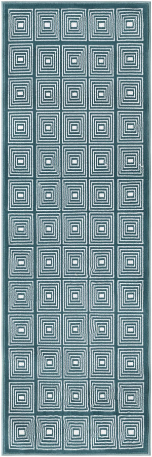 Aegean Blue 2' x 6' 1 Aakaar Runner Area Rug 85% Polypropylene & 15% Chenille Living Room Bedroom Carpet for Sale at Rug Engine