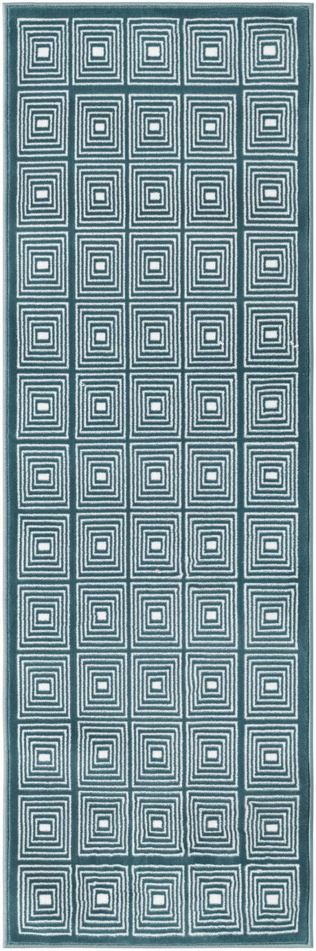 Aegean Blue 2' x 6' 1 Aakaar Runner Area Rug 85% Polypropylene & 15% Chenille Living Room Bedroom Carpet for Sale at Rug Engine