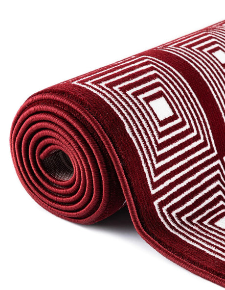 Burgundy Red 7' 10 x 10' Aakaar Rectangle Area Rug 85% Polypropylene & 15% Chenille Living Room Bedroom Carpet for Sale at Rug Engine