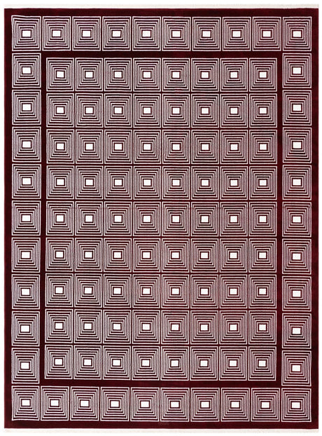 Burgundy Red 7' 10 x 10' Aakaar Rectangle Area Rug 85% Polypropylene & 15% Chenille Living Room Bedroom Carpet for Sale at Rug Engine