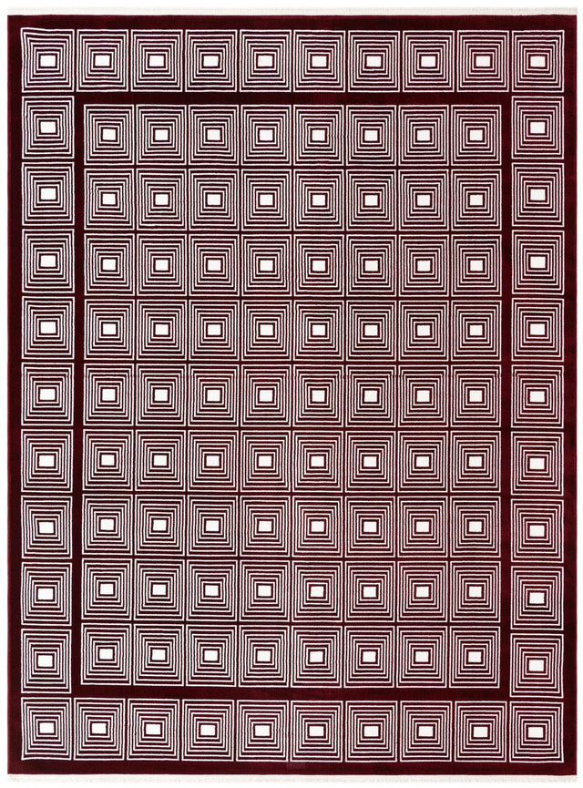 Burgundy Red 7' 10 x 10' Aakaar Rectangle Area Rug 85% Polypropylene & 15% Chenille Living Room Bedroom Carpet for Sale at Rug Engine