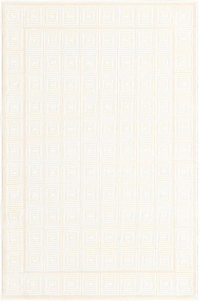 Ivory White 4' 1 x 6' 1 Aakaar Rectangle Area Rug 85% Polypropylene & 15% Chenille Living Room Bedroom Carpet for Sale at Rug Engine