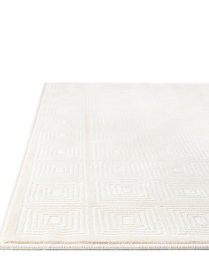 Ivory White 4' 1 x 6' 1 Aakaar Rectangle Area Rug 85% Polypropylene & 15% Chenille Living Room Bedroom Carpet for Sale at Rug Engine