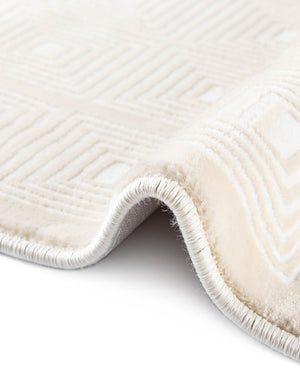 Ivory White 5' 3 x 8' Aakaar Rectangle Area Rug 85% Polypropylene & 15% Chenille Living Room Bedroom Carpet for Sale at Rug Engine