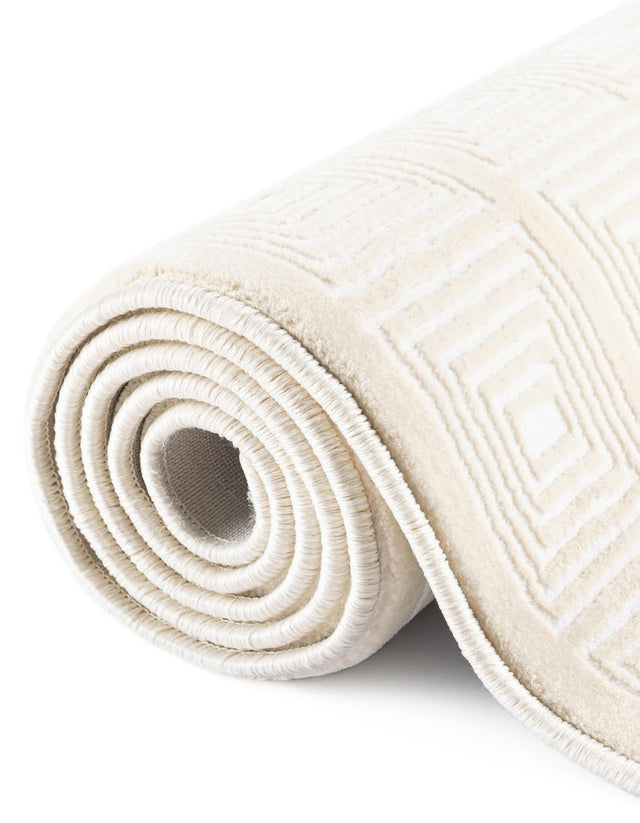 Ivory White 7' 10 x 10' Aakaar Rectangle Area Rug 85% Polypropylene & 15% Chenille Living Room Bedroom Carpet for Sale at Rug Engine
