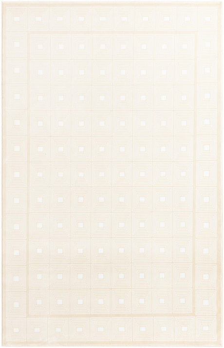 Ivory White 5' 3 x 8' Aakaar Rectangle Area Rug 85% Polypropylene & 15% Chenille Living Room Bedroom Carpet for Sale at Rug Engine