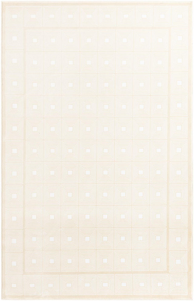 Ivory White 5' 3 x 8' Aakaar Rectangle Area Rug 85% Polypropylene & 15% Chenille Living Room Bedroom Carpet for Sale at Rug Engine
