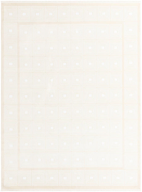 Ivory White 7' 10 x 10' Aakaar Rectangle Area Rug 85% Polypropylene & 15% Chenille Living Room Bedroom Carpet for Sale at Rug Engine