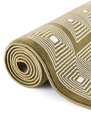 Olive Green 5' 3 x 8' Aakaar Rectangle Area Rug 85% Polypropylene & 15% Chenille Living Room Bedroom Carpet for Sale at Rug Engine