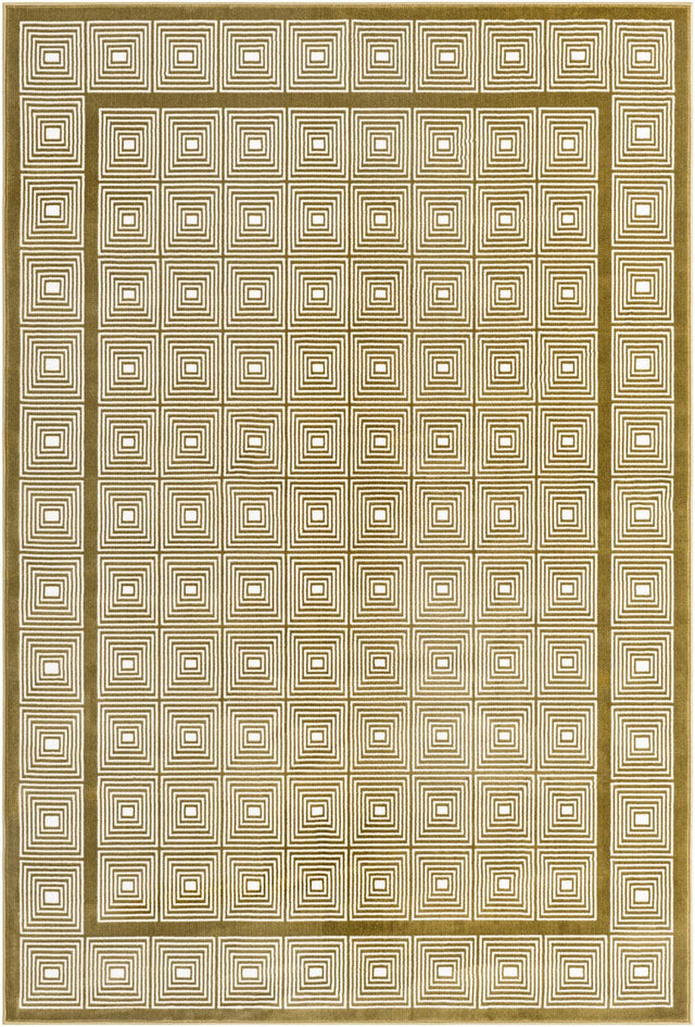 Olive Green 5' 3 x 8' Aakaar Rectangle Area Rug 85% Polypropylene & 15% Chenille Living Room Bedroom Carpet for Sale at Rug Engine