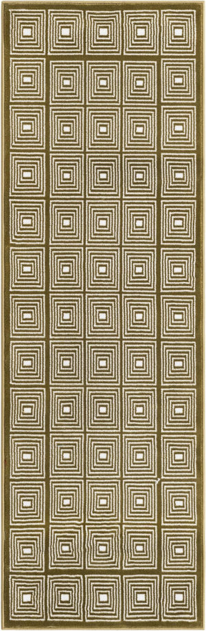 Olive Green 2' x 6' 1 Aakaar Runner Area Rug 85% Polypropylene & 15% Chenille Living Room Bedroom Carpet for Sale at Rug Engine