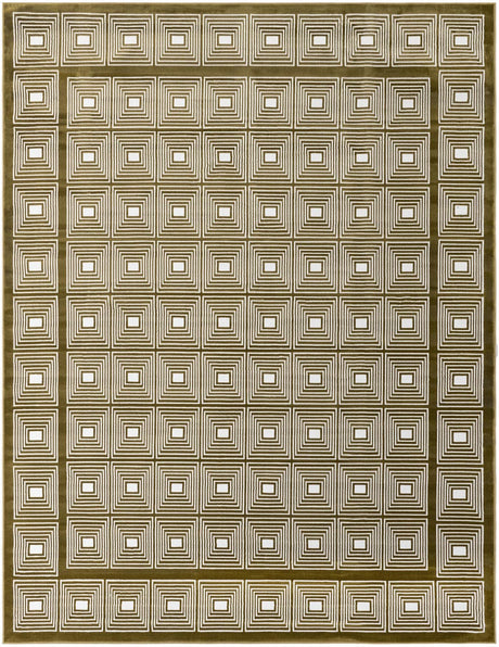 Olive Green 7' 10 x 10' Aakaar Rectangle Area Rug 85% Polypropylene & 15% Chenille Living Room Bedroom Carpet for Sale at Rug Engine