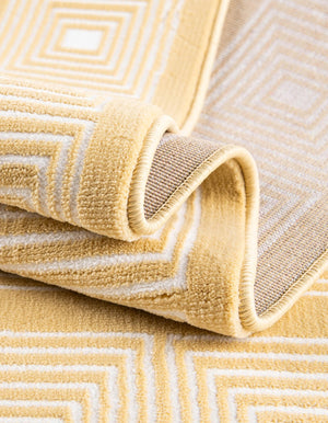 Yellow 4' 1 x 6' 1 Aakaar Rectangle Area Rug 85% Polypropylene & 15% Chenille Living Room Bedroom Carpet for Sale at Rug Engine
