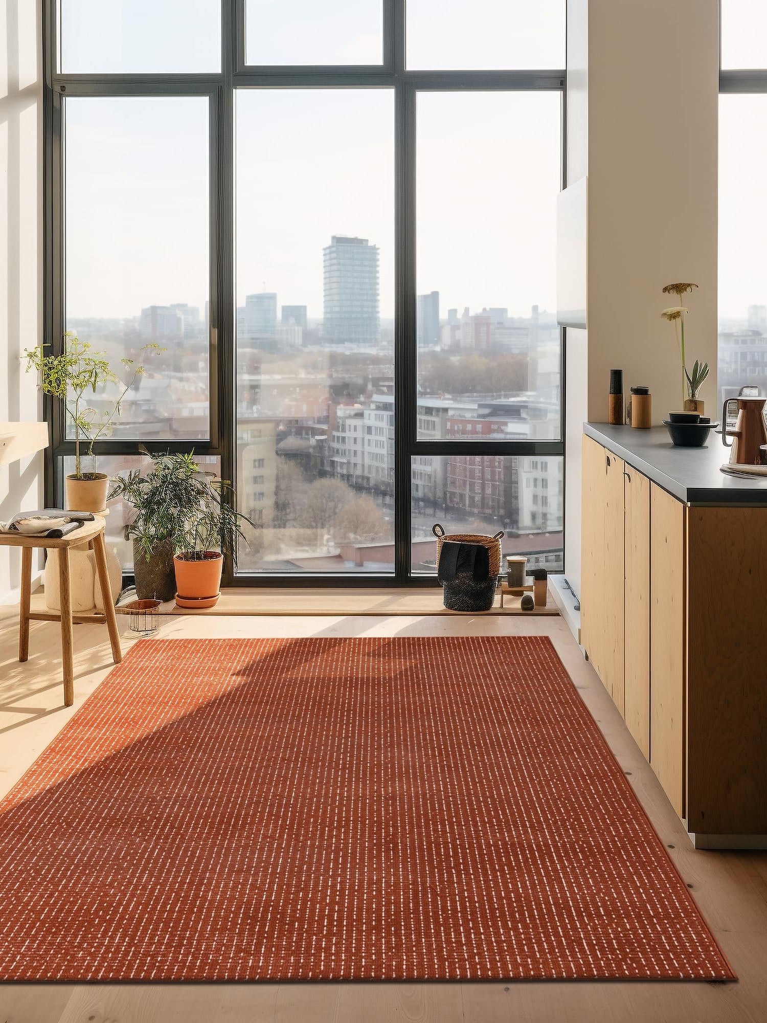 Dusty Pink 5' 3 x 8' Aakaar Rectangle Area Rug 85% Polypropylene & 15% Chenille Living Room Bedroom Carpet for Sale at Rug Engine