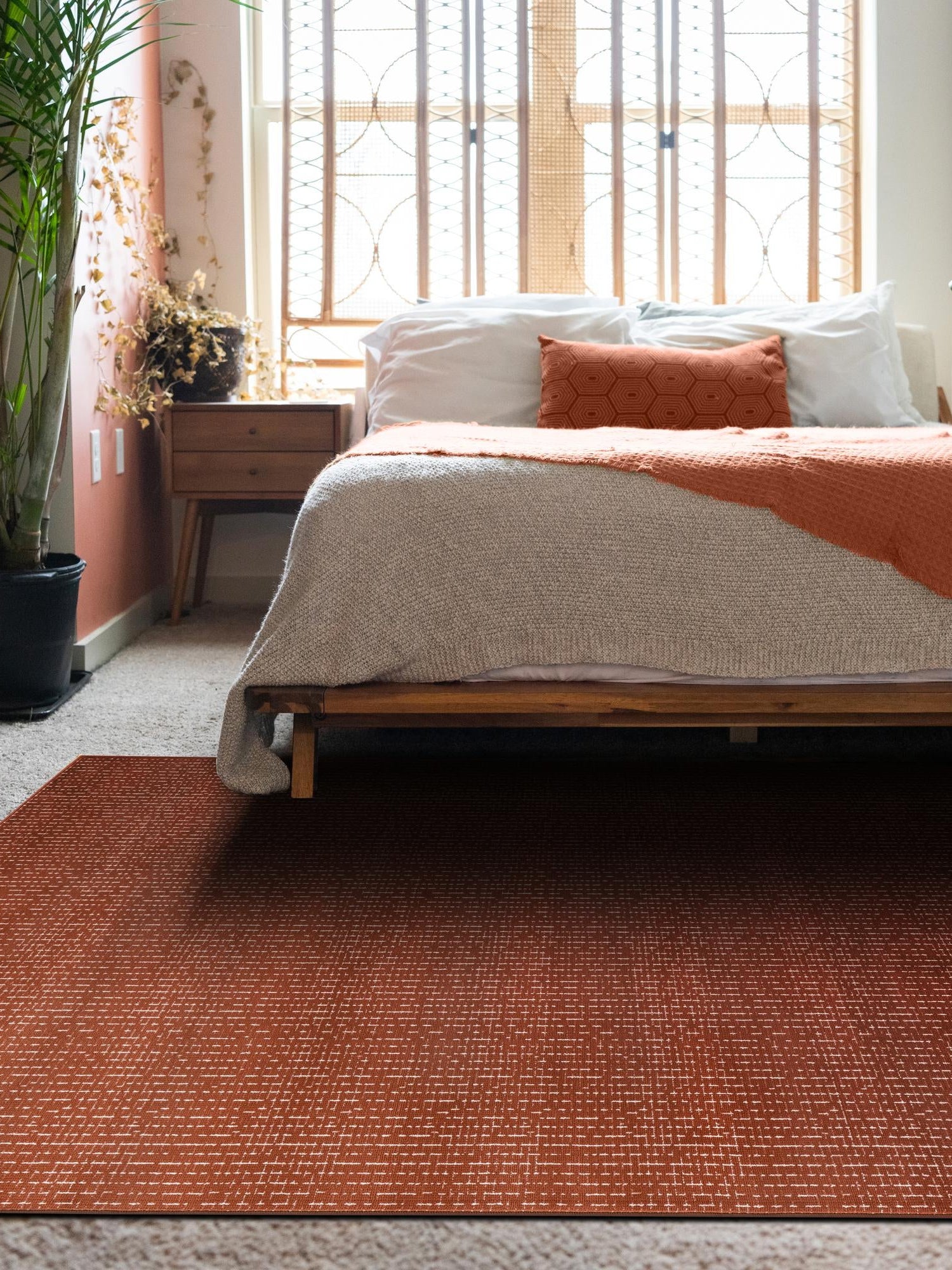 Dusty Pink 4' 1 x 6' 1 Aakaar Rectangle Area Rug 85% Polypropylene & 15% Chenille Living Room Bedroom Carpet for Sale at Rug Engine