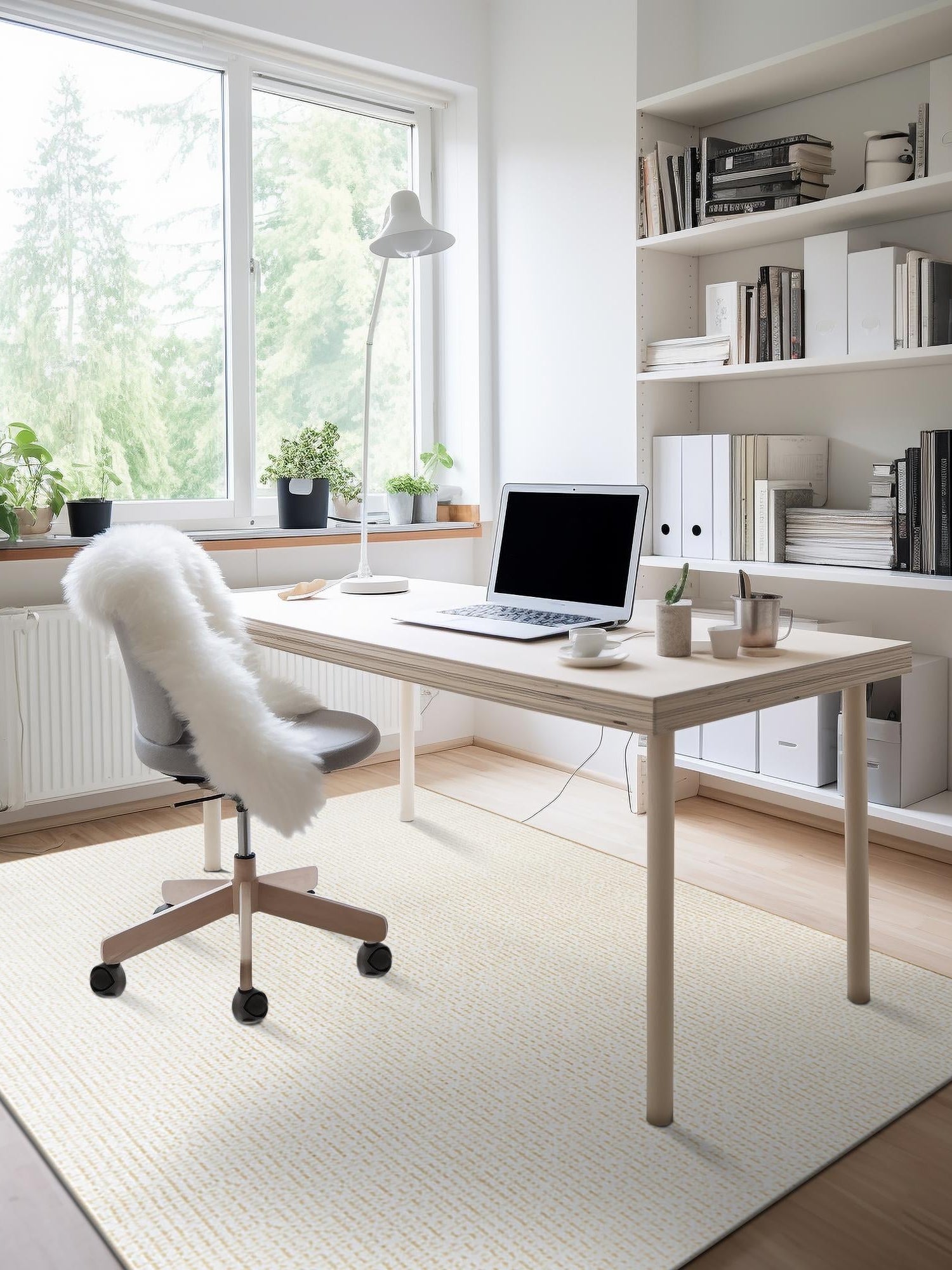 Ivory White 7' 10 x 10' Aakaar Rectangle Area Rug 85% Polypropylene & 15% Chenille Living Room Bedroom Carpet for Sale at Rug Engine