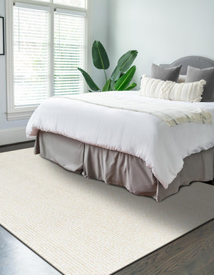 Ivory White 4' 1 x 6' 1 Aakaar Rectangle Area Rug 85% Polypropylene & 15% Chenille Living Room Bedroom Carpet for Sale at Rug Engine