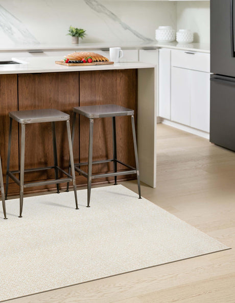 Ivory White 5' 3 x 8' Aakaar Rectangle Area Rug 85% Polypropylene & 15% Chenille Living Room Bedroom Carpet for Sale at Rug Engine