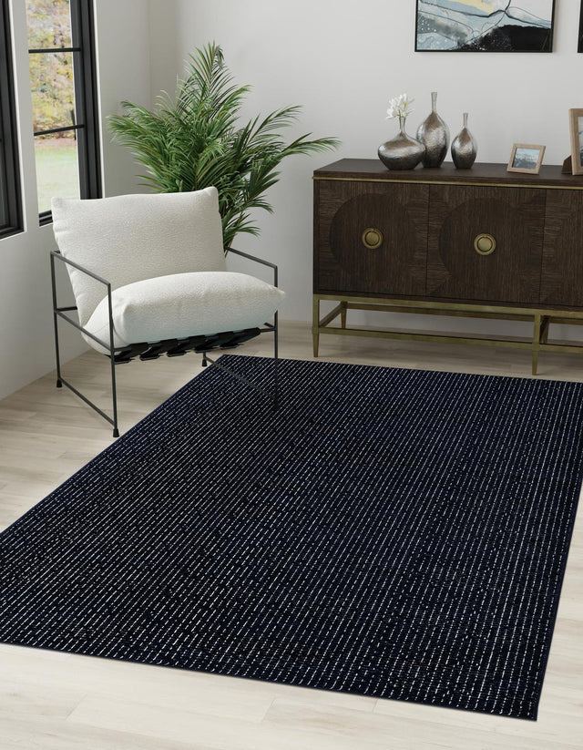 Midnight Blue 7' 10 x 10' Aakaar Rectangle Area Rug 85% Polypropylene & 15% Chenille Living Room Bedroom Carpet for Sale at Rug Engine