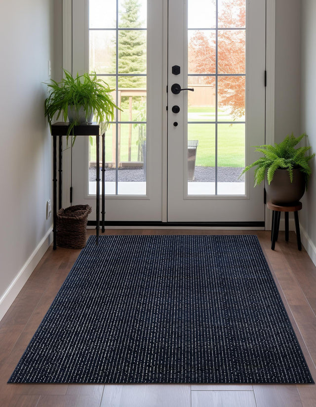 Midnight Blue 5' 3 x 8' Aakaar Rectangle Area Rug 85% Polypropylene & 15% Chenille Living Room Bedroom Carpet for Sale at Rug Engine