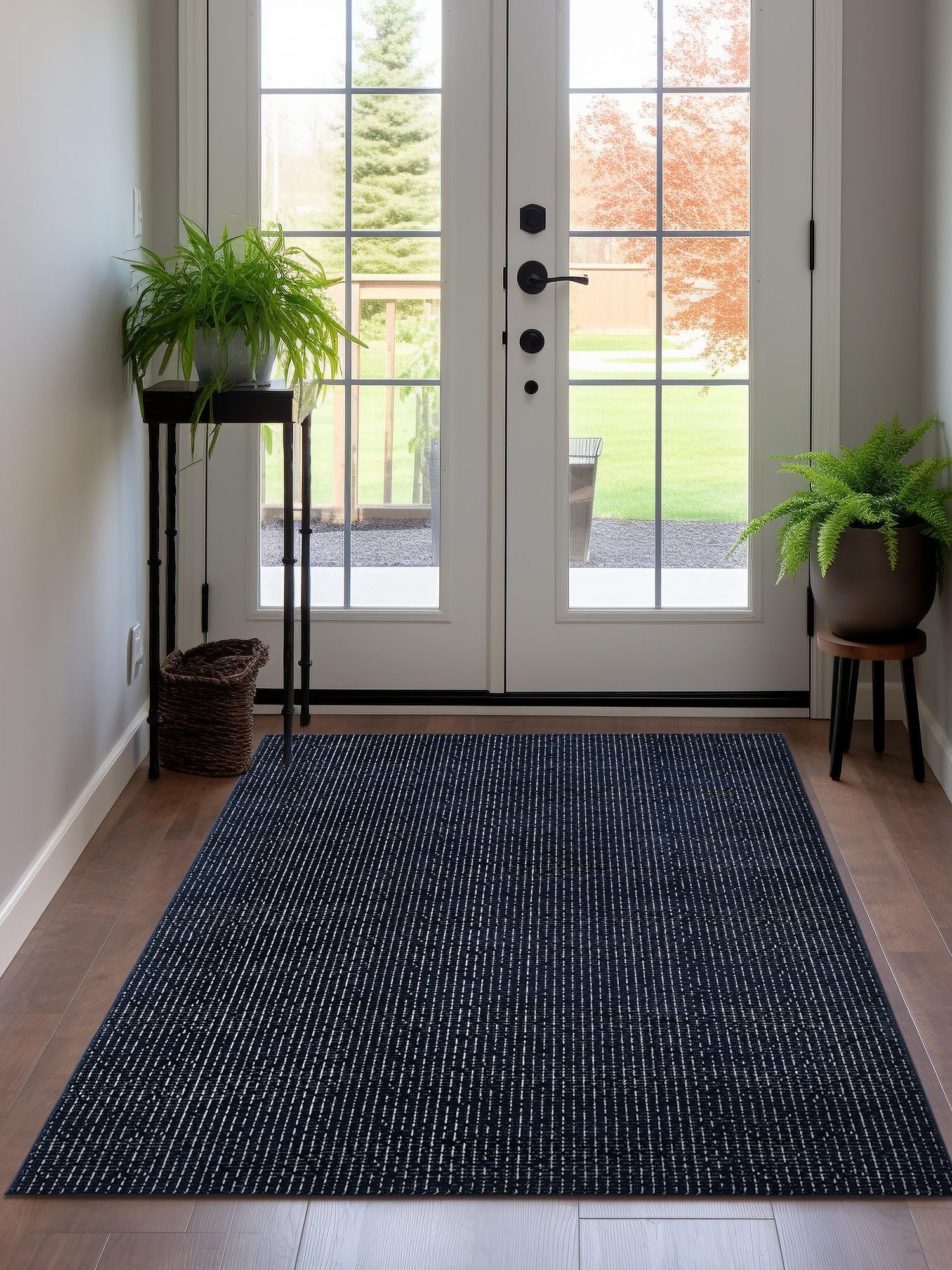 Midnight Blue 7' 10 x 10' Aakaar Rectangle Area Rug 85% Polypropylene & 15% Chenille Living Room Bedroom Carpet for Sale at Rug Engine