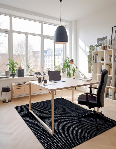 Midnight Blue 5' 3 x 8' Aakaar Rectangle Area Rug 85% Polypropylene & 15% Chenille Living Room Bedroom Carpet for Sale at Rug Engine