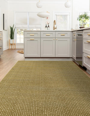 Olive Green 7' 10 x 10' Aakaar Rectangle Area Rug 85% Polypropylene & 15% Chenille Living Room Bedroom Carpet for Sale at Rug Engine
