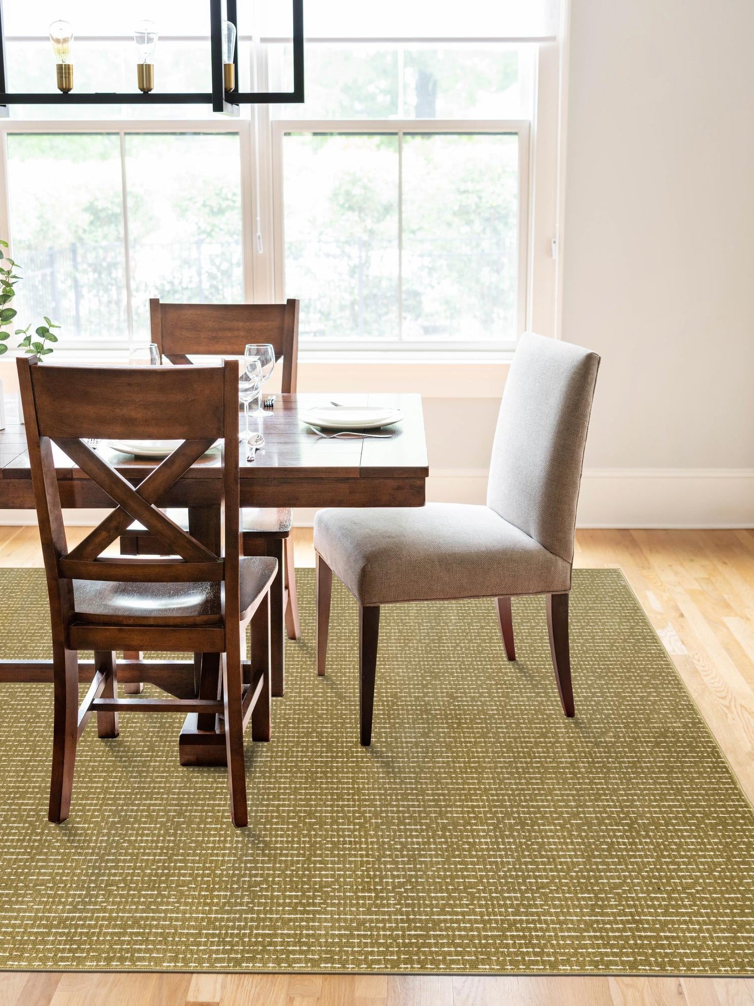 Olive Green 7' 10 x 10' Aakaar Rectangle Area Rug 85% Polypropylene & 15% Chenille Living Room Bedroom Carpet for Sale at Rug Engine