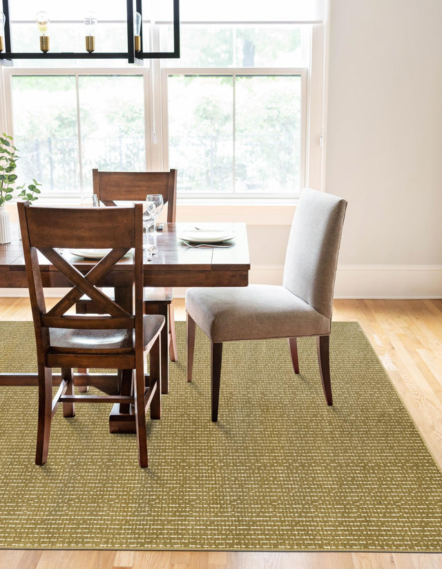 Olive Green 7' 10 x 10' Aakaar Rectangle Area Rug 85% Polypropylene & 15% Chenille Living Room Bedroom Carpet for Sale at Rug Engine