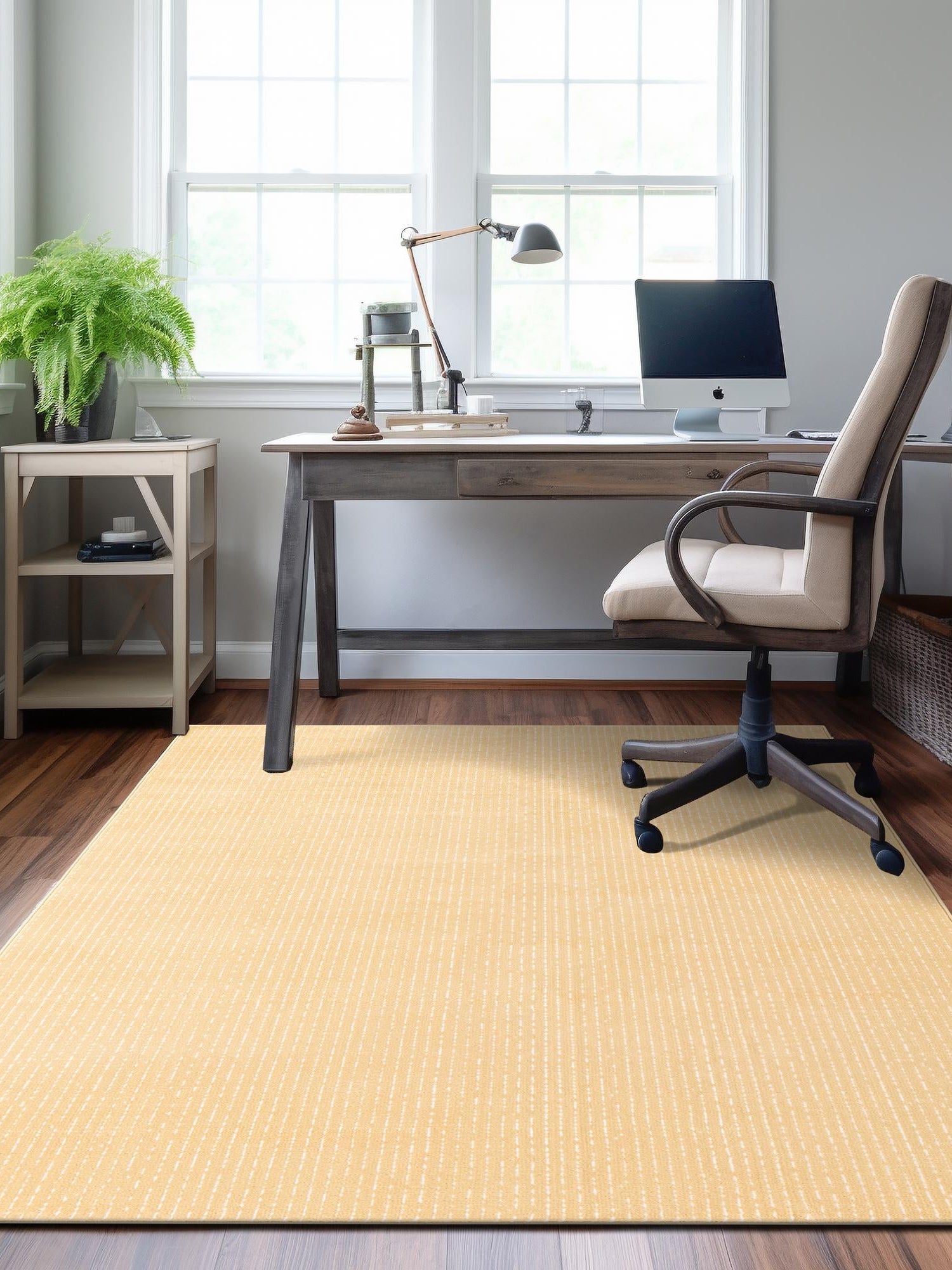 Beige and Cream 5' 3 x 8' Aakaar Rectangle Area Rug 85% Polypropylene & 15% Chenille Living Room Bedroom Carpet for Sale at Rug Engine