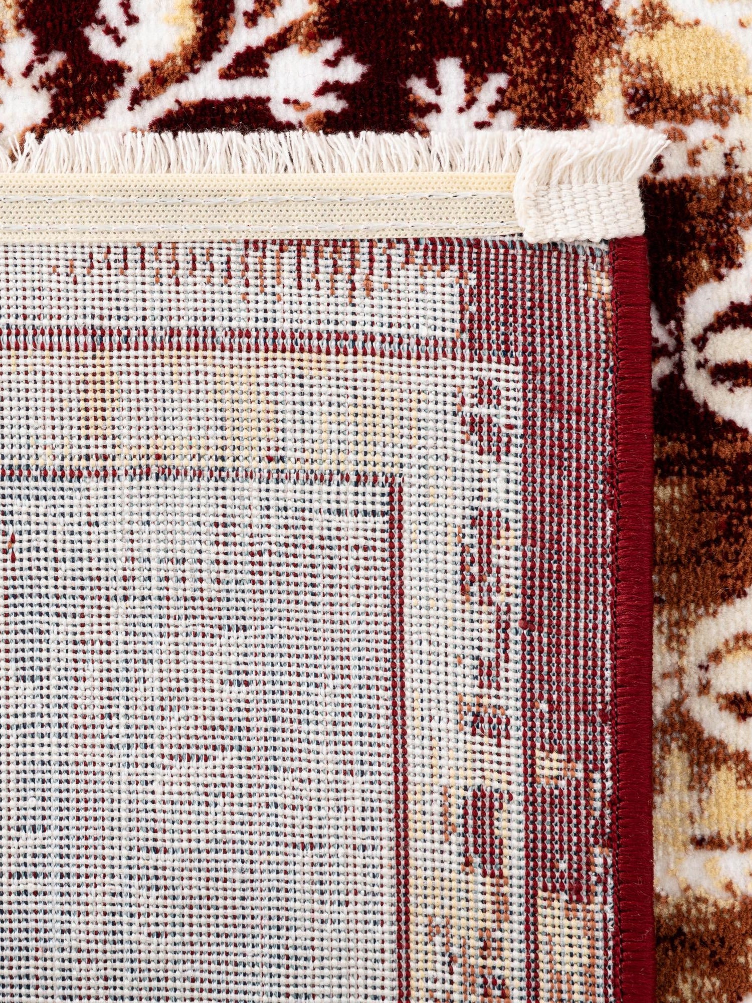 Burgundy Red 7' 10 x 10' Narenj Rectangle Area Rug 85% Polypropylene & 15% Polyester Traditional Classic Carpet for Living, Dining, Bedrooms, Office for Sale at Rug Engine