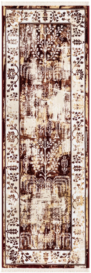 Burgundy Red 2' x 6' 1 Narenj Runner Area Rug 85% Polypropylene & 15% Polyester Traditional Classic Carpet for Living, Dining, Bedrooms, Office for Sale at Rug Engine
